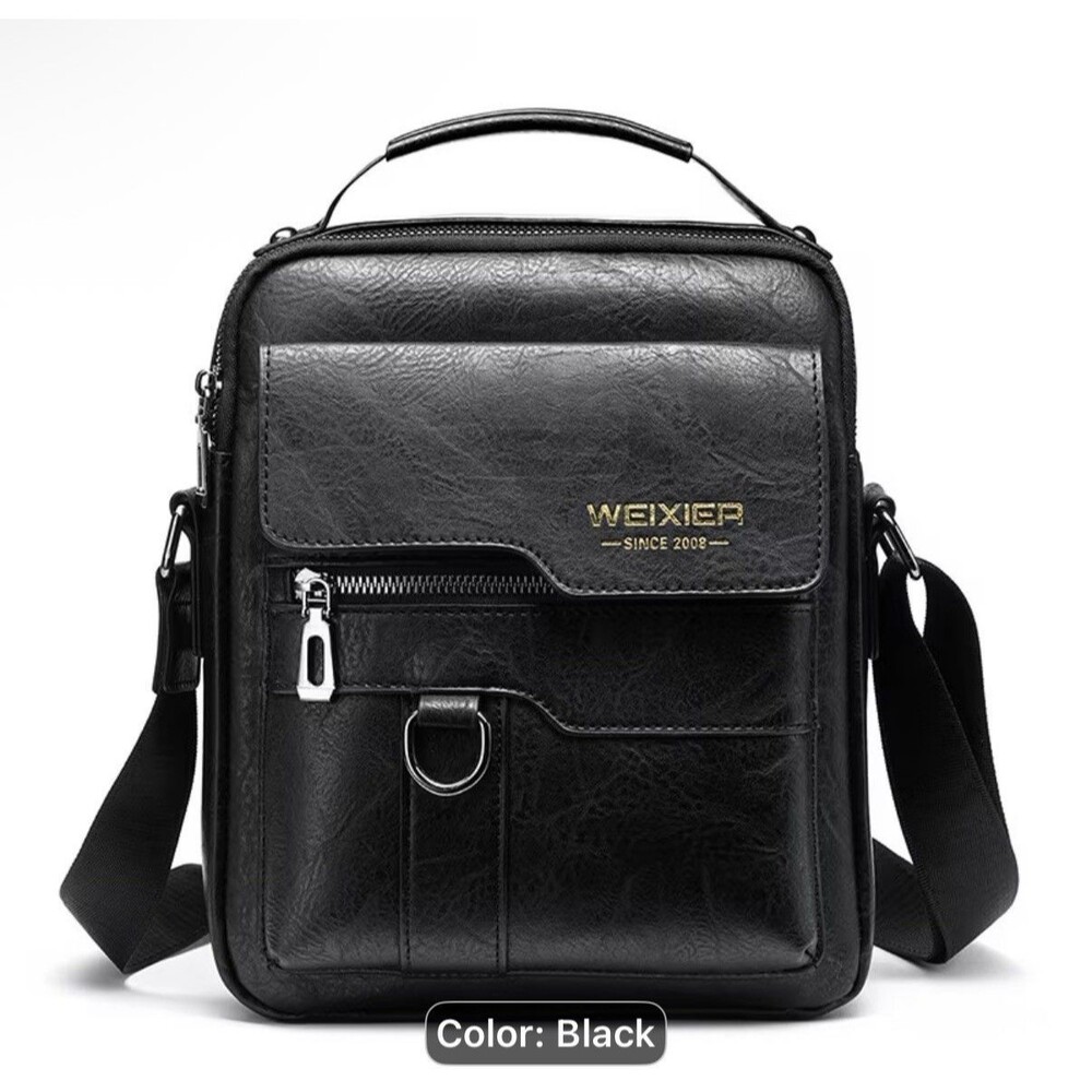 Weixer Crossbody Unisex  Shoulder Bag Vintage Leather Vertical Hand Business